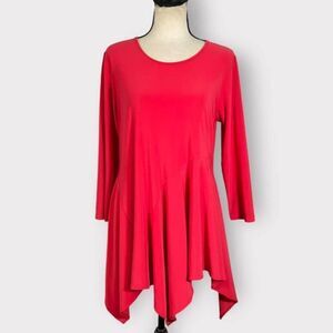 Sun Kim Red A-Line Handkerchief Top Women's Size Medium